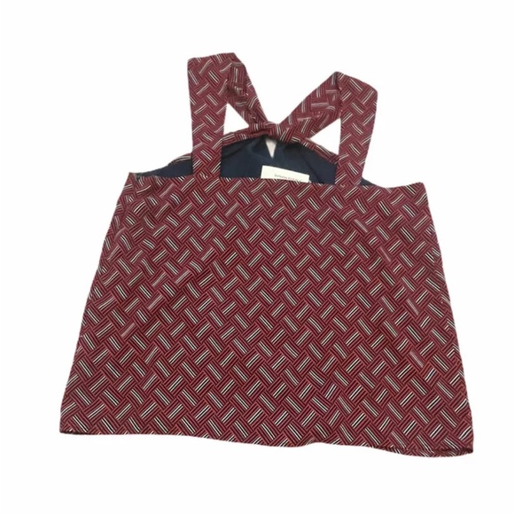 Banana Republic Factory Women's Red Print Twist Neck Halter Top Fully lined sz M - Picture 3 of 5